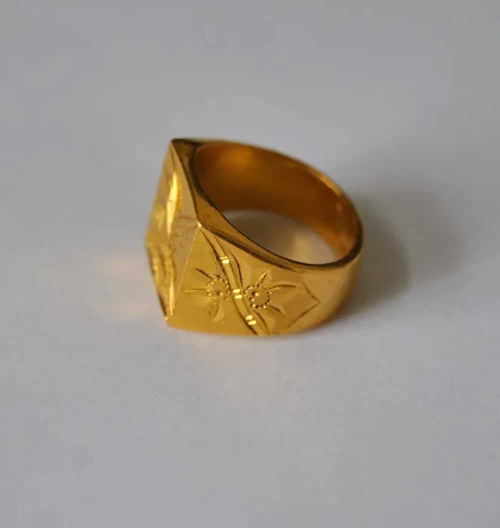 24K Gold Signet Ring 18.6 grams Unisex - image 8