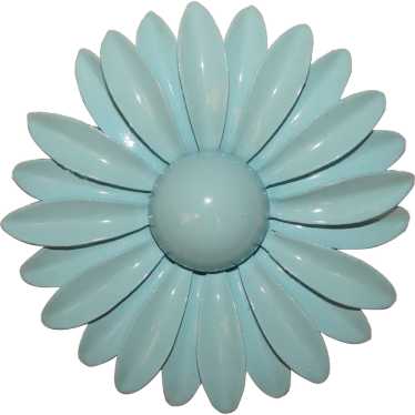 Fabulous FLOWER POWER Large Vintage Blue Enamel Fl