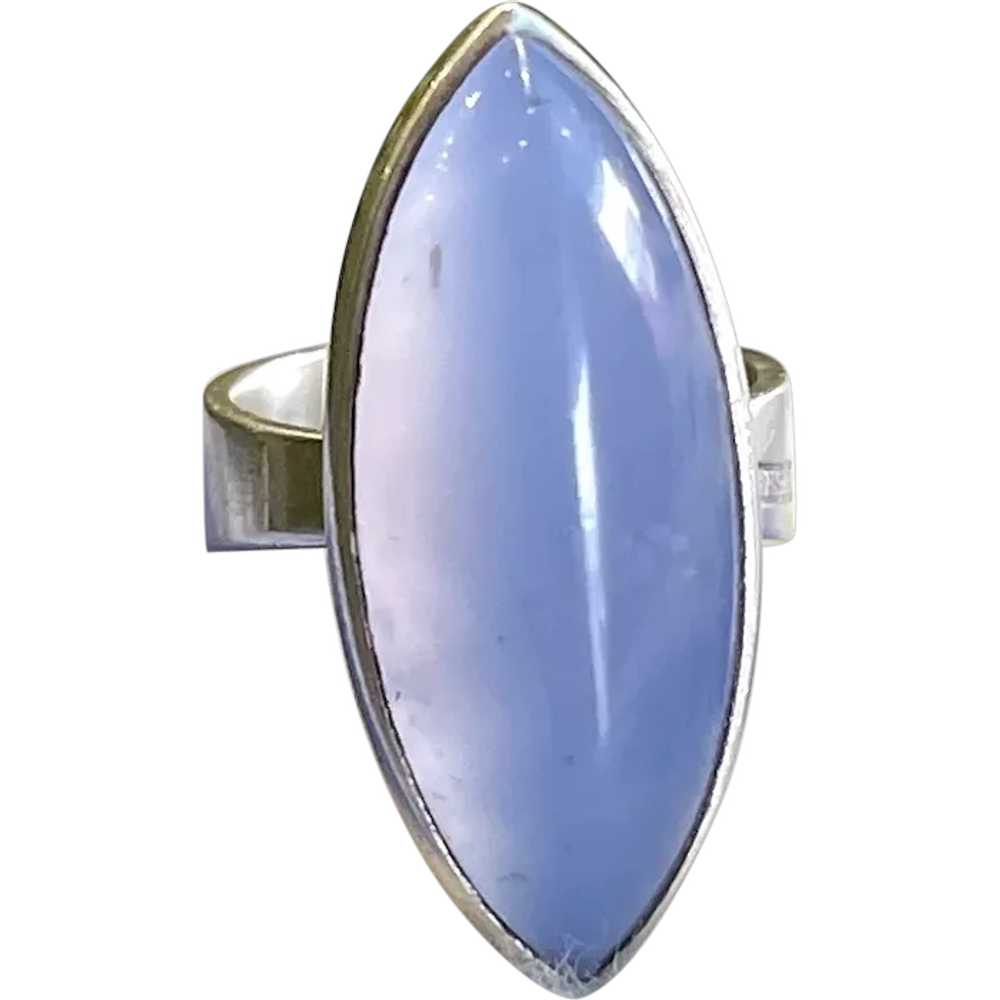 Vintage Silver and Chalcedony Ring Swedish - image 1