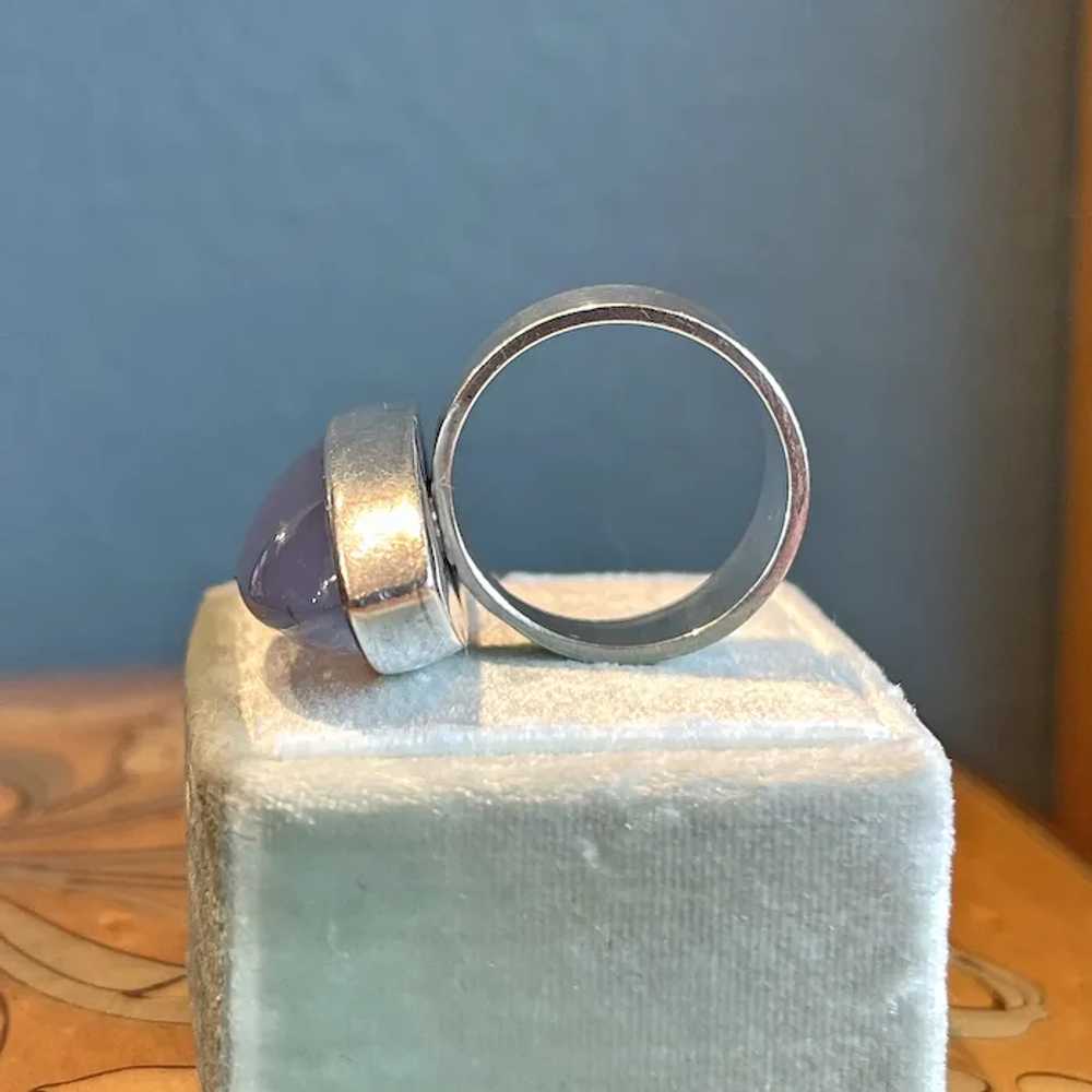 Vintage Silver and Chalcedony Ring Swedish - image 7