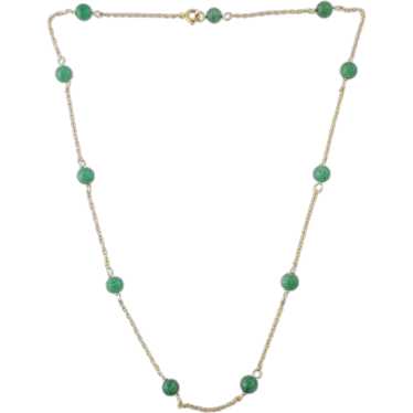 14K Yellow Gold Jade Bead Necklace #16911 - image 1