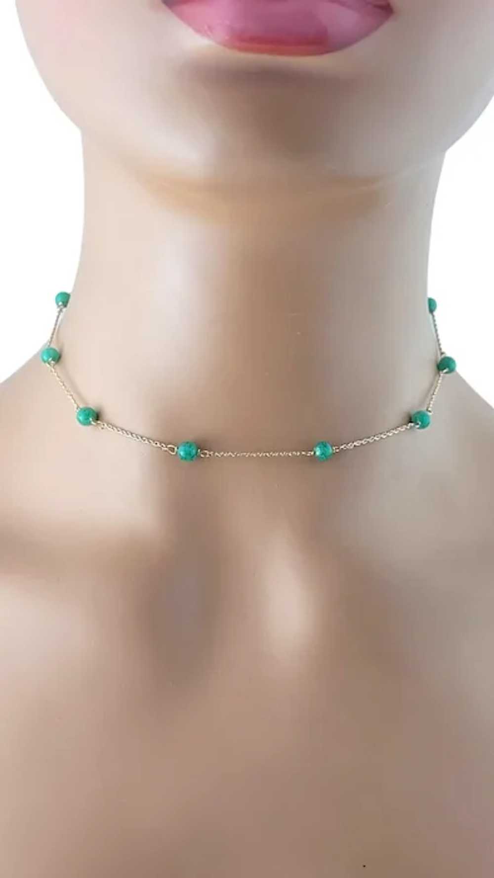 14K Yellow Gold Jade Bead Necklace #16911 - image 5