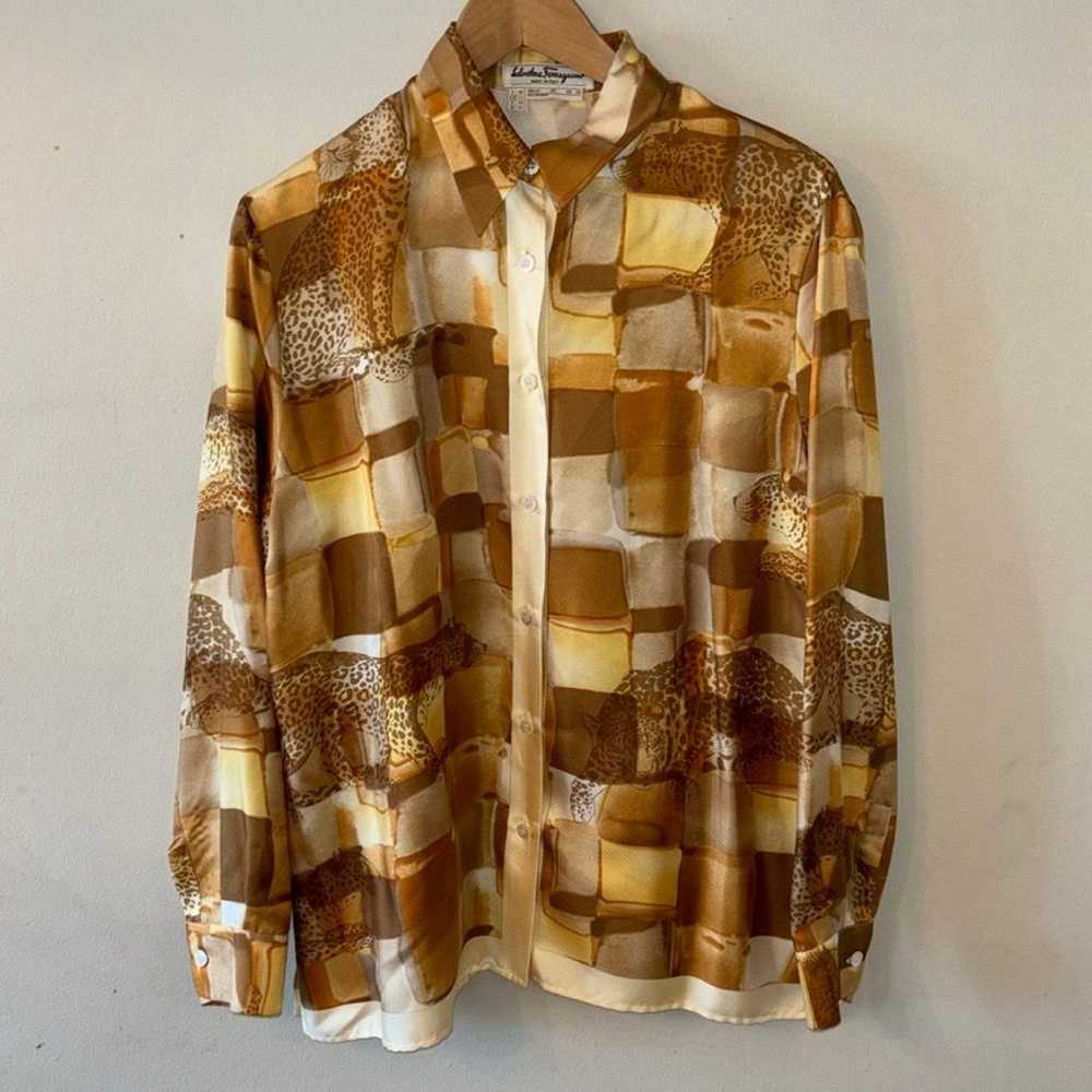 Vintage 100% silk Salvatore Ferragamo blouse - image 1