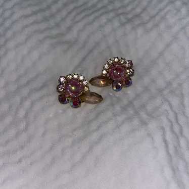 Vintage Juliana Pink AB Clip Earrings - image 1
