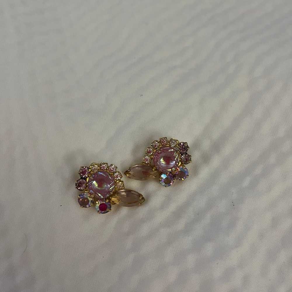 Vintage Juliana Pink AB Clip Earrings - image 4