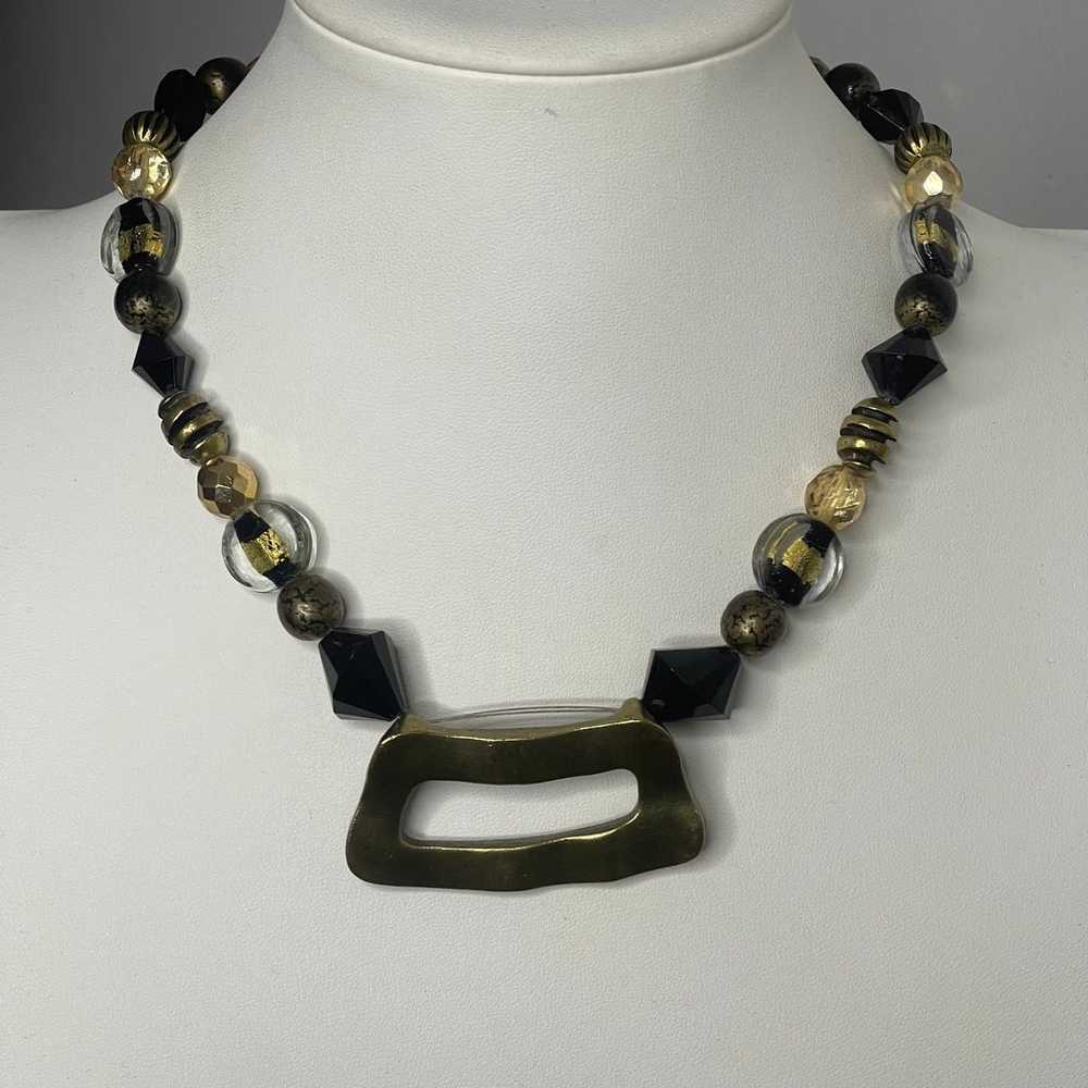 Chico's necklace tribal signed jewelry black gold… - image 10