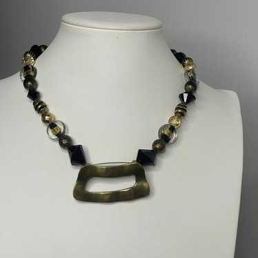 Chico's necklace tribal signed jewelry black gold… - image 1