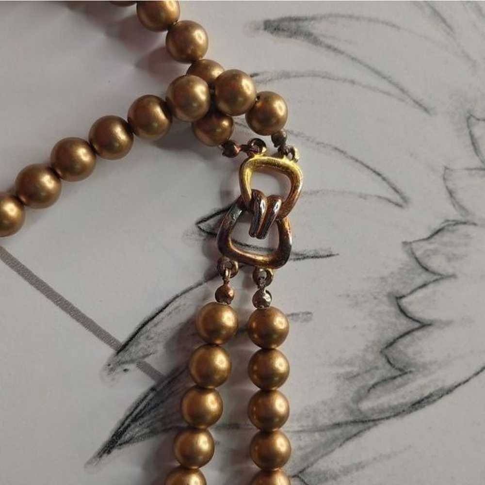 Vintage Gold Pearl Beaded Necklace - image 2
