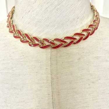 Napier vintage red enamel link necklace