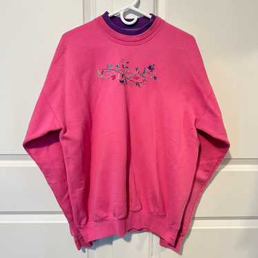 Vintage Top Stitch By Morning Sun Pink Embroidere… - image 1