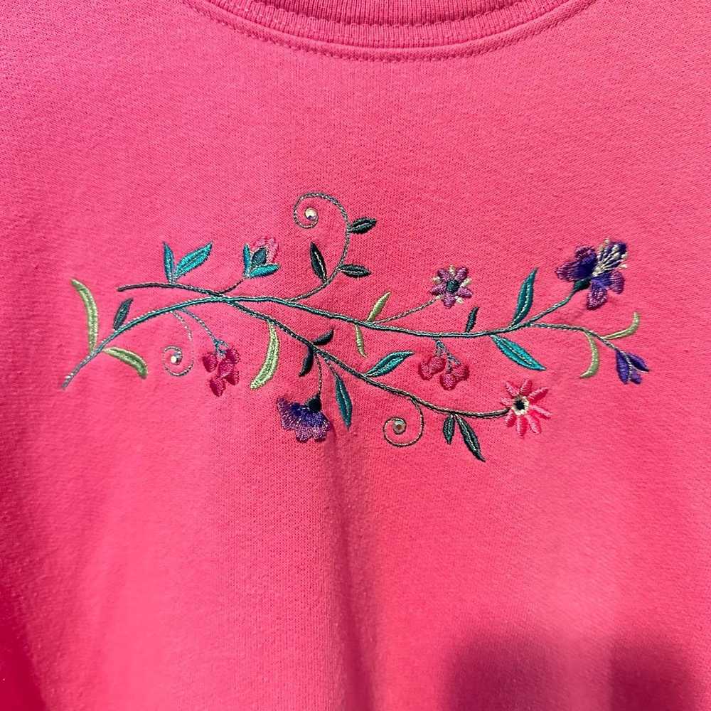 Vintage Top Stitch By Morning Sun Pink Embroidere… - image 5