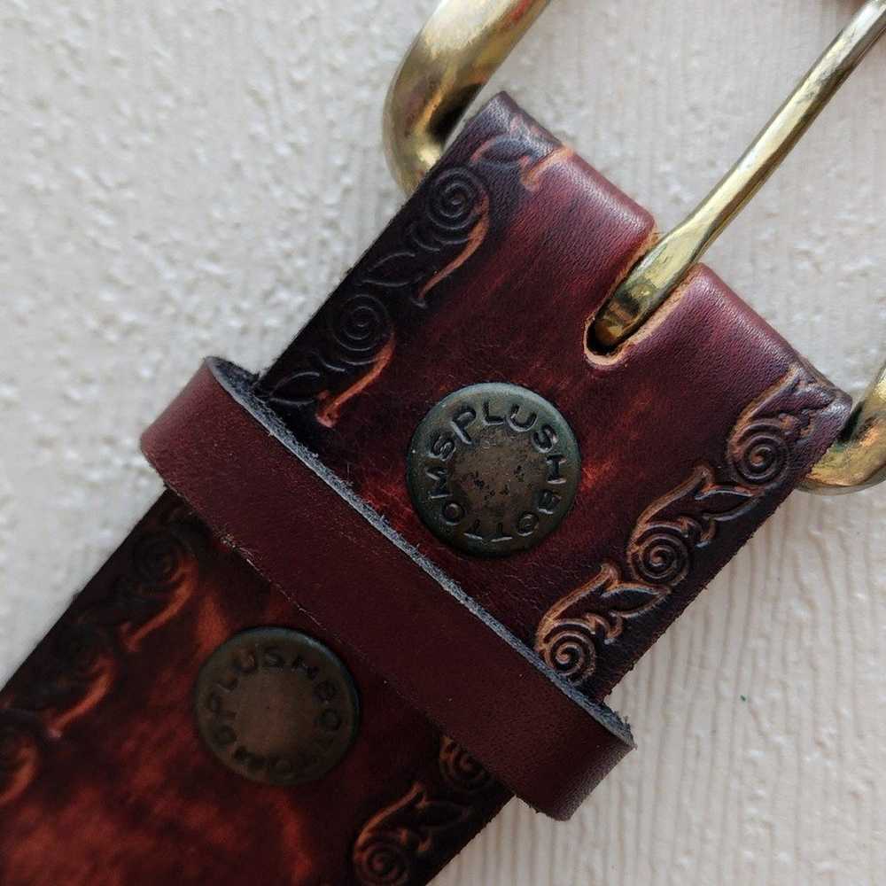 Vintage Handmade Tooled Leather Belt - image 4