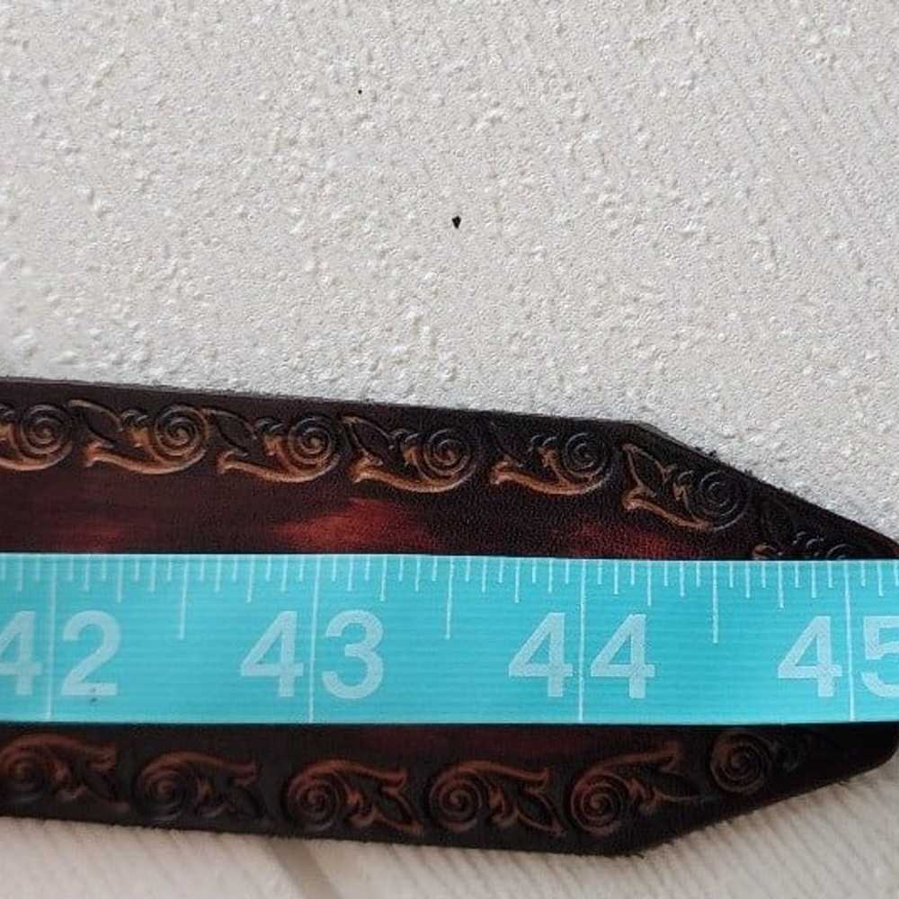 Vintage Handmade Tooled Leather Belt - image 7