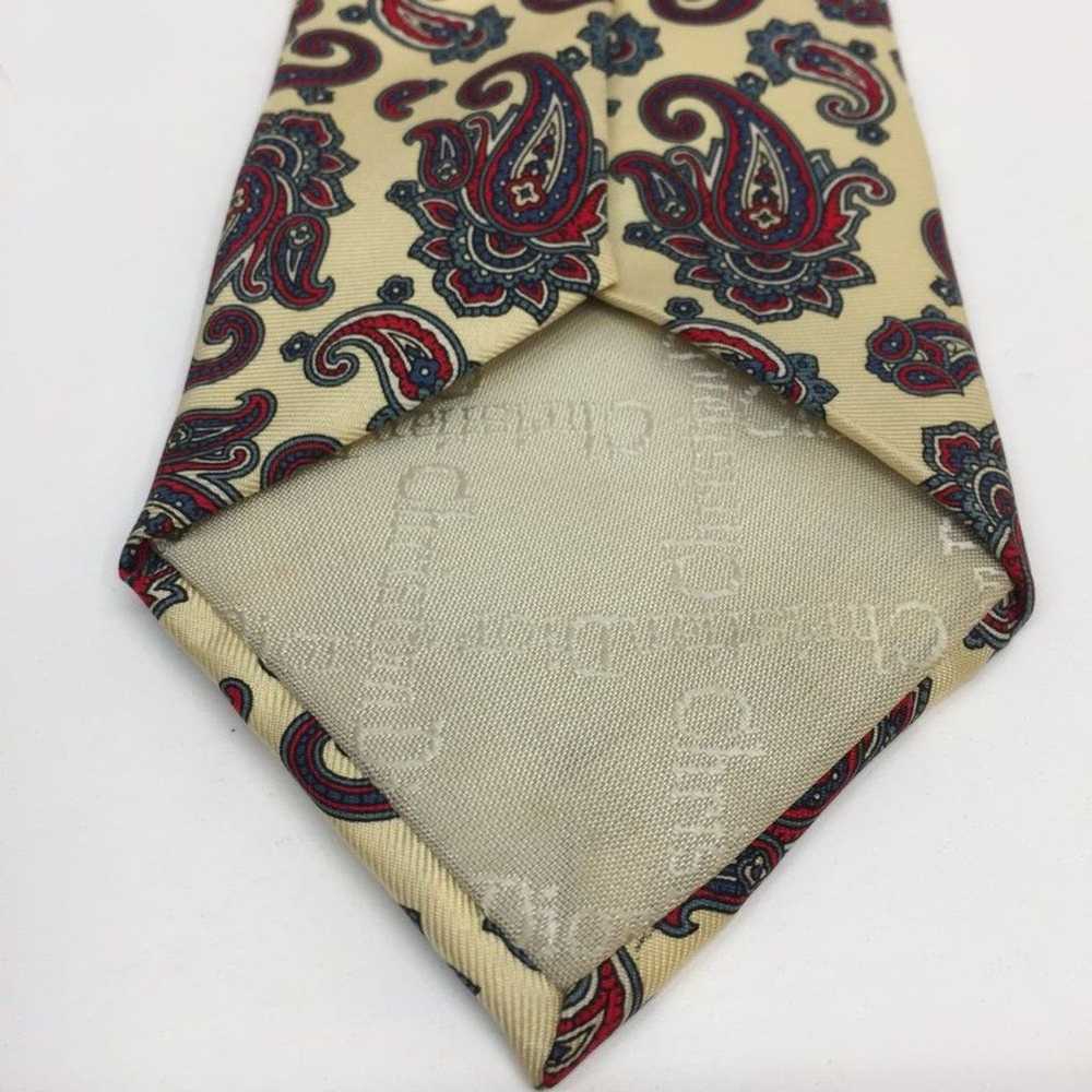 VINTAGE CHRISTIAN DIOR Cream Blue Red Paisley Sil… - image 3