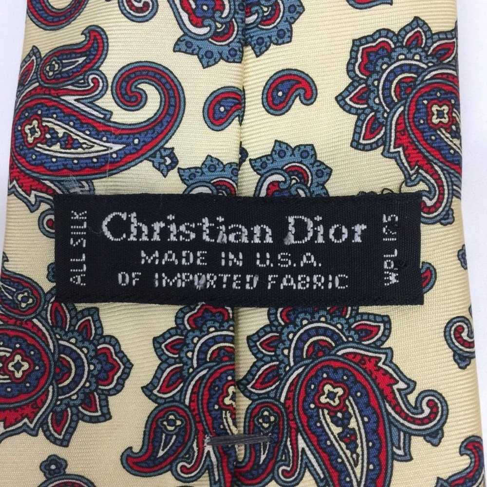 VINTAGE CHRISTIAN DIOR Cream Blue Red Paisley Sil… - image 4