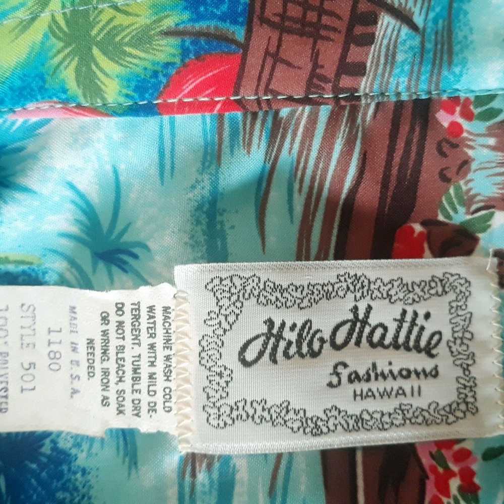 Vintage Hilo Hattie Blue Seaside Print Hawaiian S… - image 6