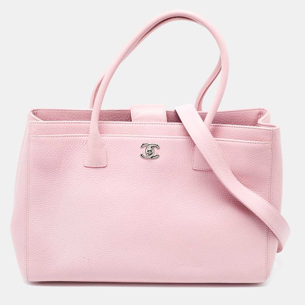 CHANEL Pink Leather Executive Cerf Tote - image 1