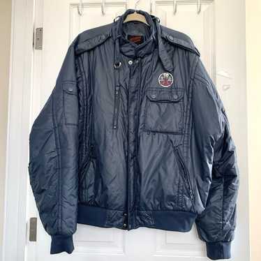 80s Vintage US Steel bomber jacket USS Gary nylon… - image 1