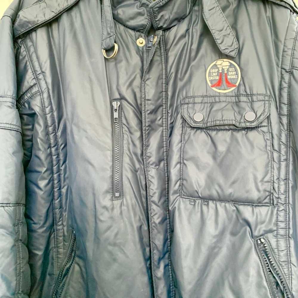 80s Vintage US Steel bomber jacket USS Gary nylon… - image 3