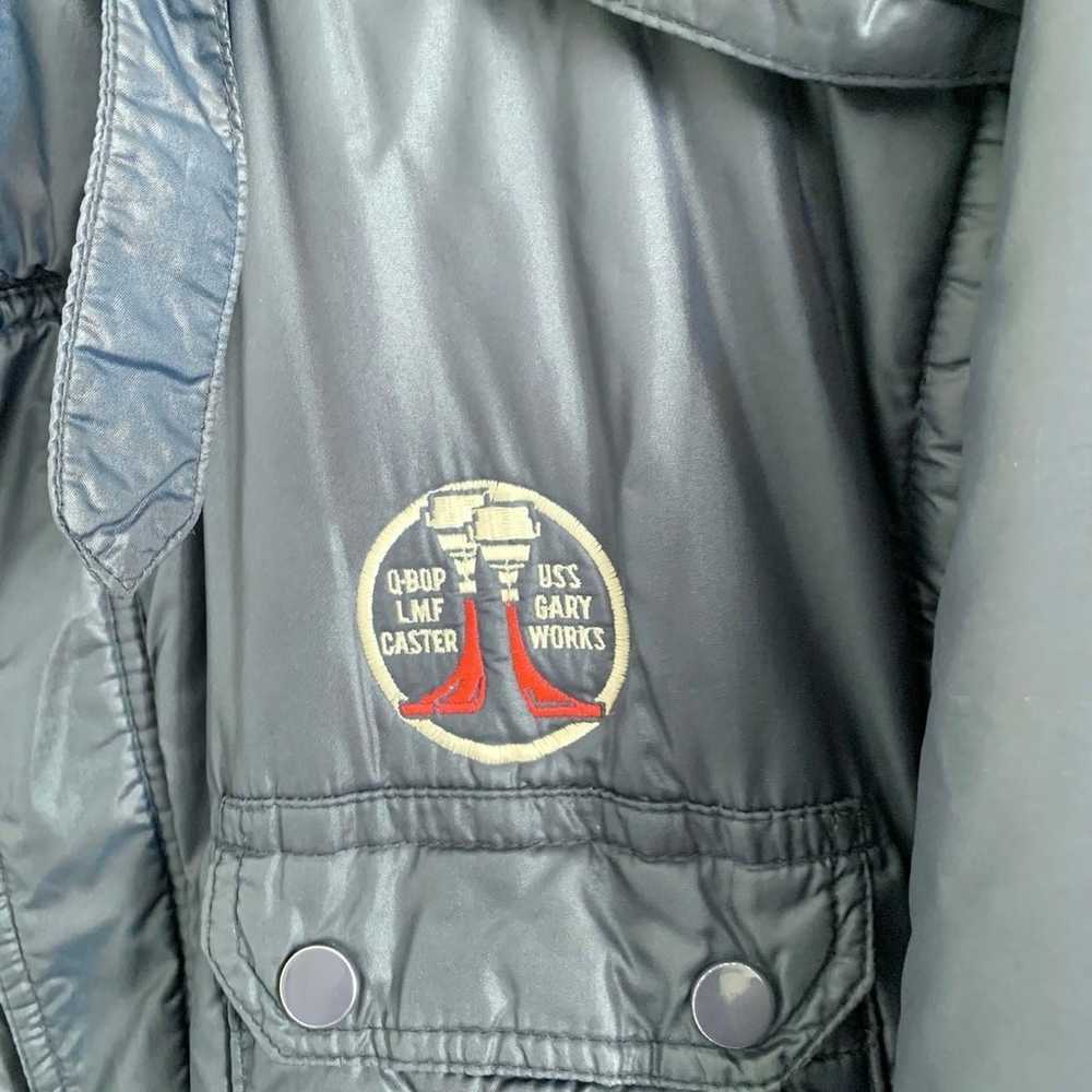 80s Vintage US Steel bomber jacket USS Gary nylon… - image 4