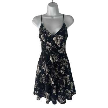 Aqua Size XS Black White Floral Mini Dress - image 1