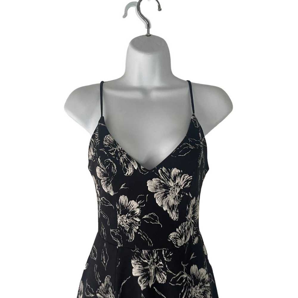 Aqua Size XS Black White Floral Mini Dress - image 3