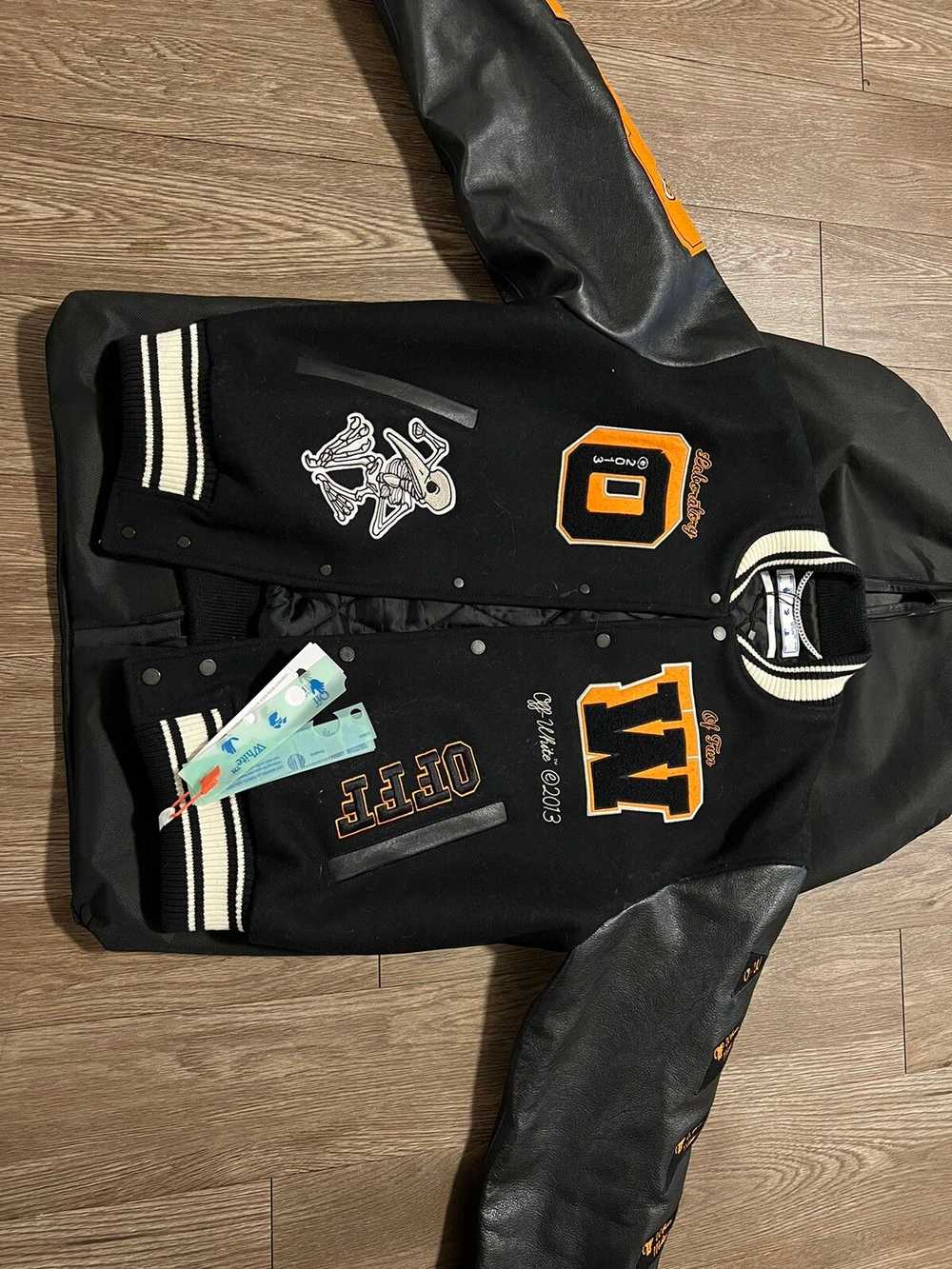 Off-White Off-White Leather Varsity Jacket 21’ La… - image 2