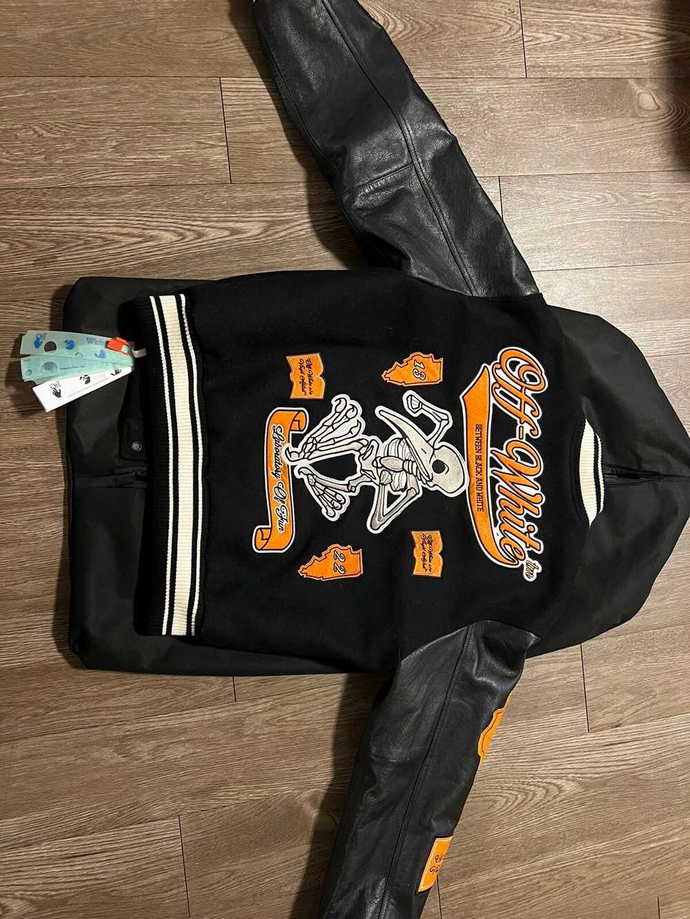 Off-White Off-White Leather Varsity Jacket 21’ La… - image 3