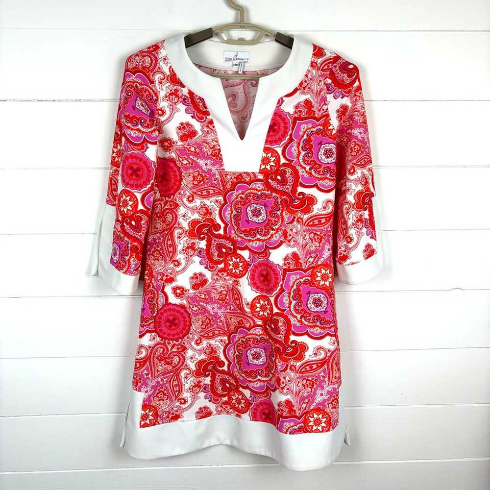 Jude Connally Holly Dress red pink paisley Small … - image 1