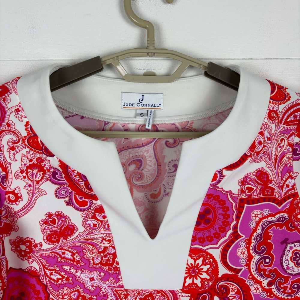 Jude Connally Holly Dress red pink paisley Small … - image 3