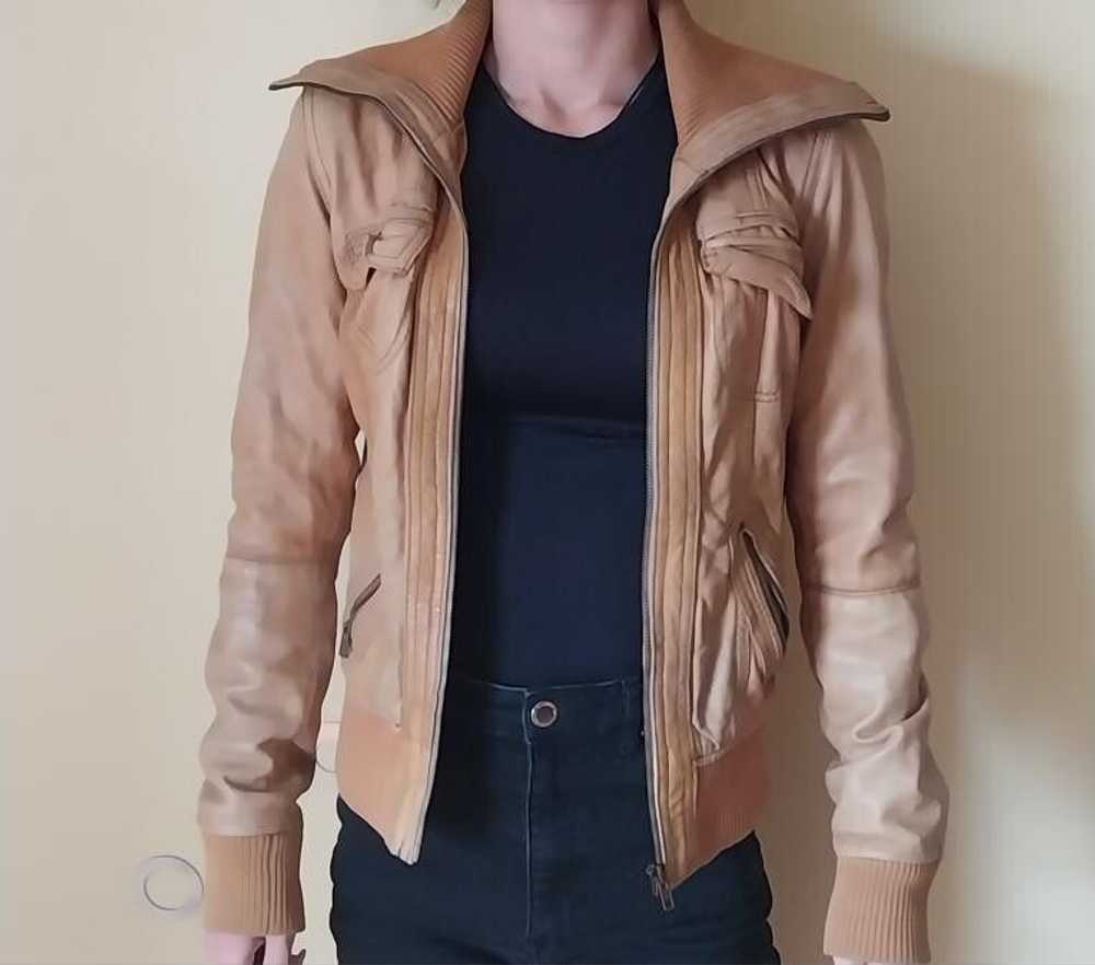 Bershka Bershka vintage tan leather jacket - image 2