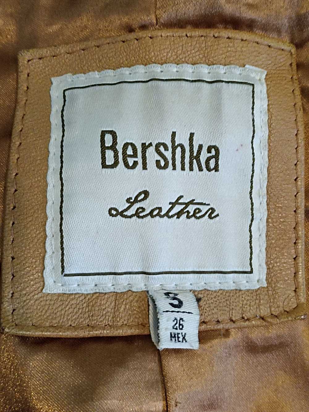 Bershka Bershka vintage tan leather jacket - image 3