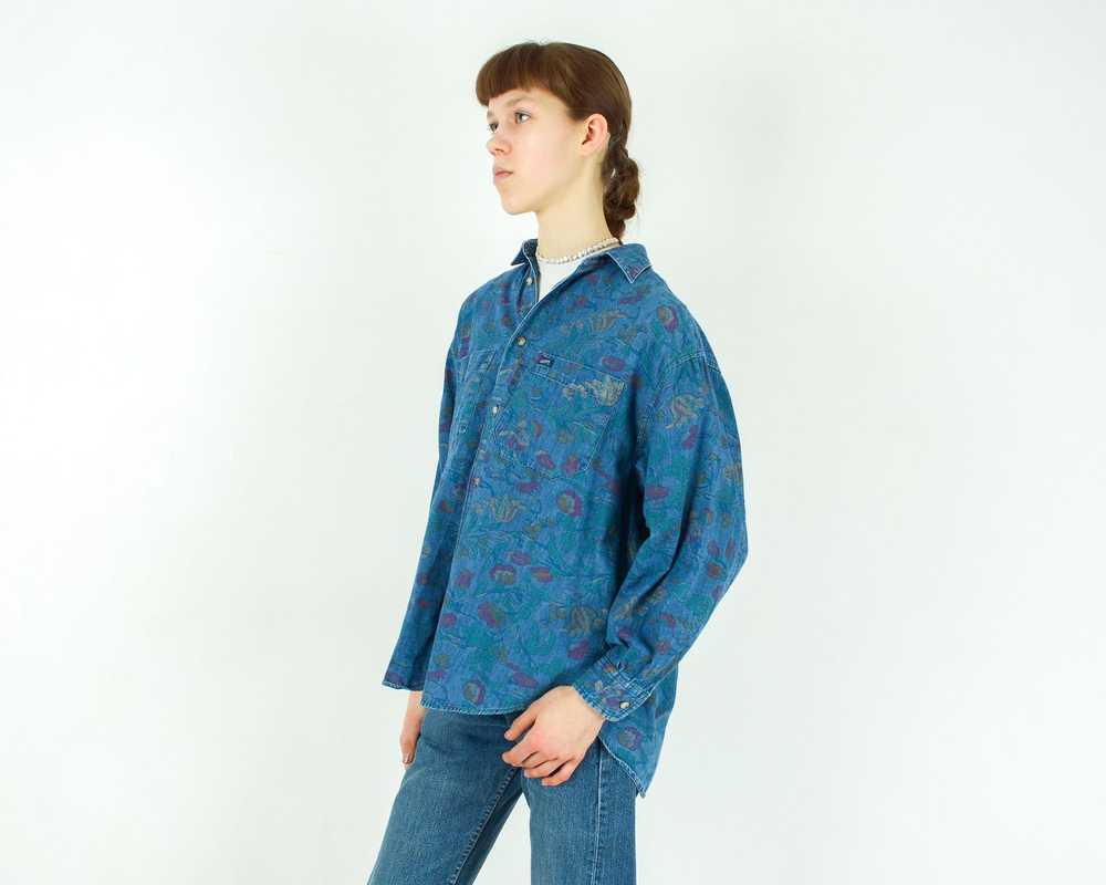 Guess × Vintage Denim Button Up Shirt Long Sleeve… - image 2