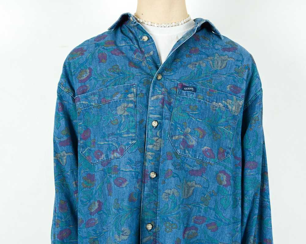 Guess × Vintage Denim Button Up Shirt Long Sleeve… - image 4